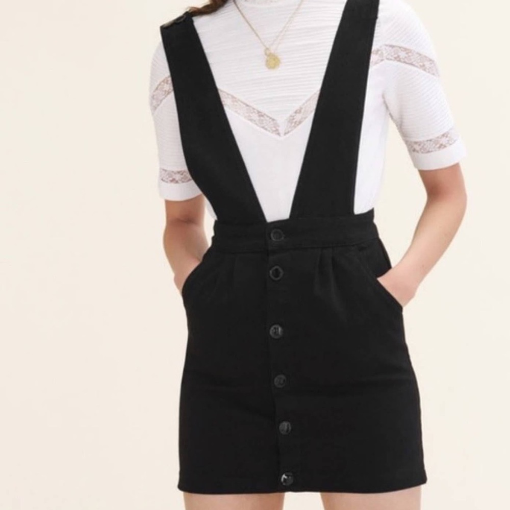Maje Black Overall Jean Dress